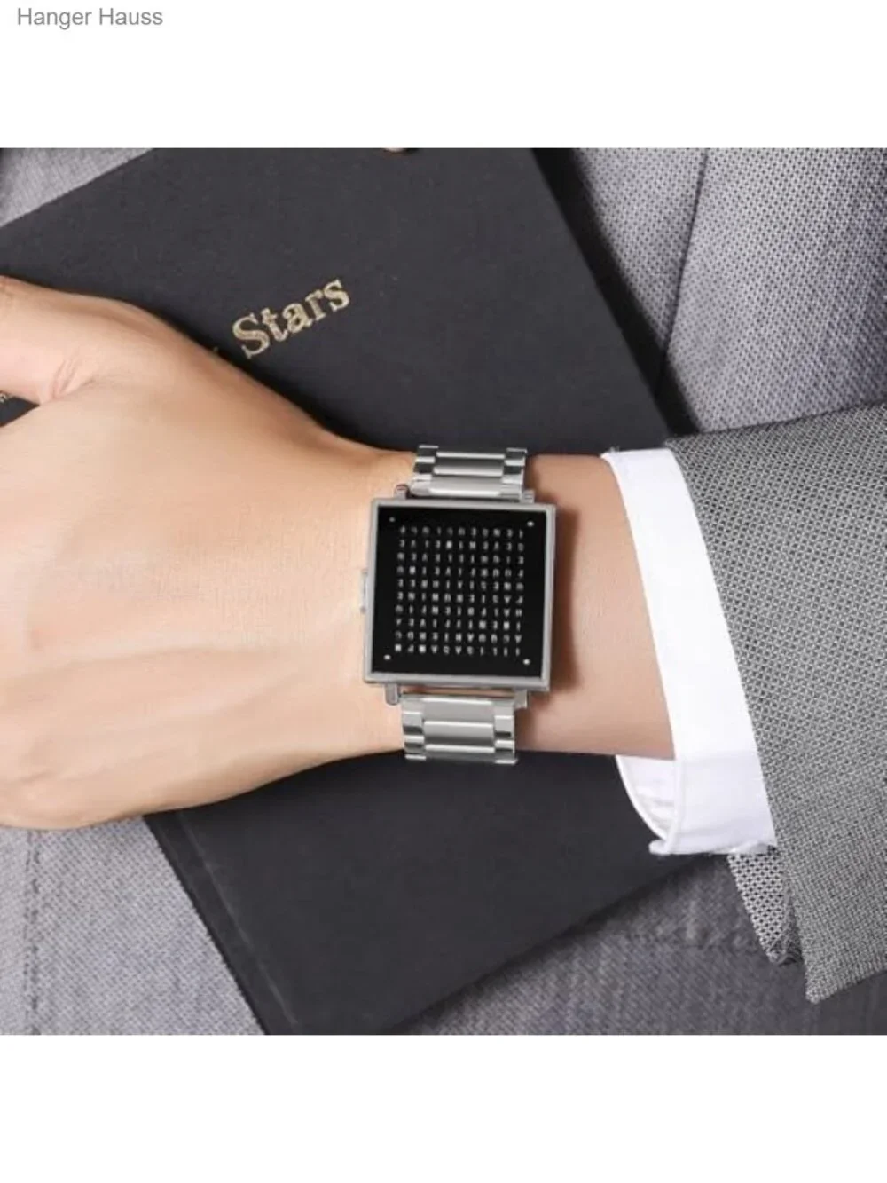 Men's Square Multifunctional Watch Water Resistant Leather Stainless Steel